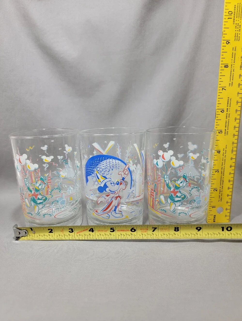Vtg Disney Remember The Magic 25 Years McDonald's Glasses Mickey Donald Duck Lot